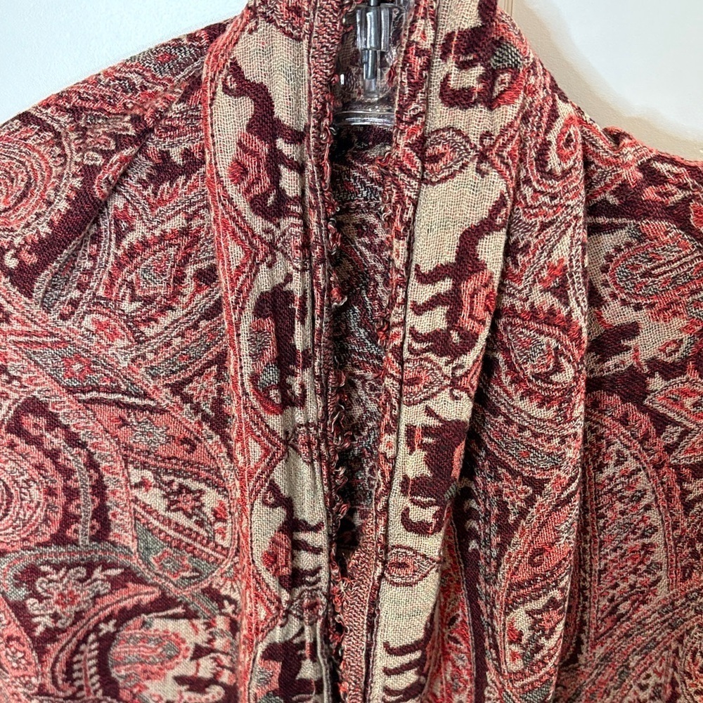 Paisley Camel & Elephant Print Silk & Wool Shawl - Picture 2 of 5